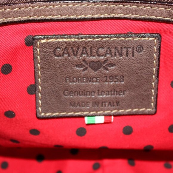 Cavalcanti Womens Brown Leather Studded Flap Crossbody Bag Purse Made in Italy - Picture 11 of 13